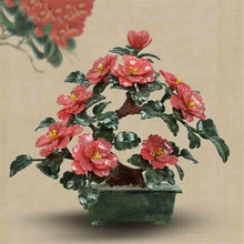 YXIANG56Q Fake Plants Artificial Bonsai Tree - Chinese-Style Jade Peony Flower Potted Plants Bonsai Tree