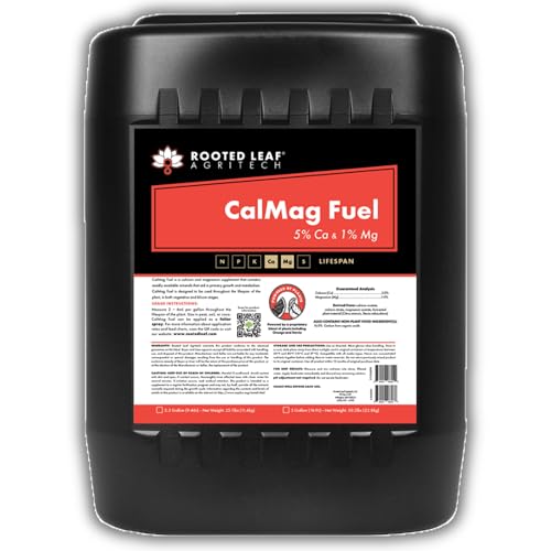Rooted Leaf Agritech CalMag Fuel - Calcium and Magnesium Supplement with Zero nitrogen, Water Soluble, do not Adjust The pH, for Soil, Coco, peat, and foliar Spray - 5 Gallon
