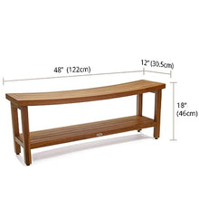 AquaTeak Patented 48" Sumba Estate Teak Shower Bench with Shelf