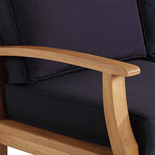 Modway Marina Outdoor Patio Teak Sofa in Natural Navy