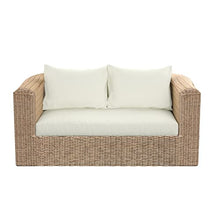 TK Classics LS2021-W46-J1 Loveseat Almond Wicker with White Cushion