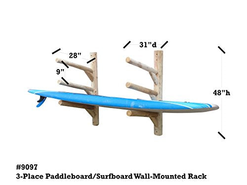 Log Kayak Rack 3 Place SUP and Surfboard Wall-Mounted Rack Canyon Brown