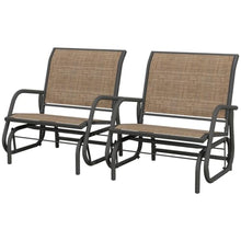 2pcs Outdoor Glider Chairs, Patio Rocking Chair Outside for Garden, Backyard, Poolside, Lawn Glider Chairs, Glider Chair (Light Mixed Brown, Dark Gray) 29.5" W x 26" D x 33.5" H