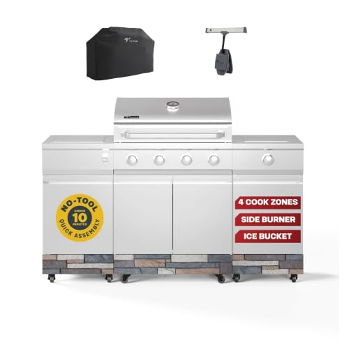 Tytus Fresno 66" 5-Burner Propane or Nat Gas Island Grill, Cover & Light