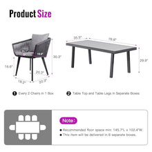 Astomi Outdoor Patio Dining Sets, 9 Pieces Rattan Patio Furniture Table and Chairs for 8 with Cushions, for Backyard, Balcony and Garden, Light Grey
