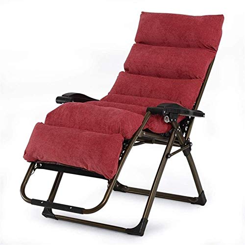 JIOLLGBBM Lightweight Zero Gravity Patio Lounger Chair, Extra Large Outdoor Folding Sun Deck Chair, Reclining Garden Chair, Home Lounge Chair with Cotton Pad, Supports 260kg (N) (E)