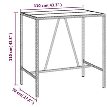 LKJVFCPW 5 Piece Outdoor Bar Set, Poly Rattan Pub Table and 4 Stools with Cushions for Patio, Garden, Balcony, Grey