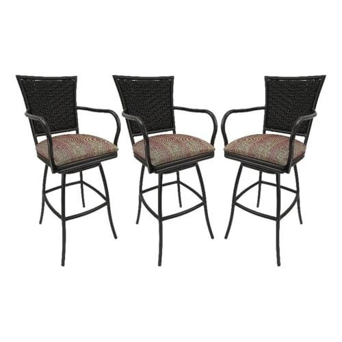 Set of 3 - Outdoor Indoor Extra Tall 34" Bar Stool - Erin on Brown Frame