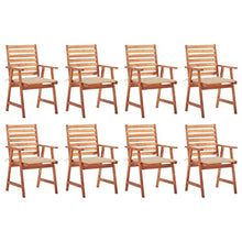 Acacia Outdoor Patio Dining Chairs Set of 8 with Cushions White and Other