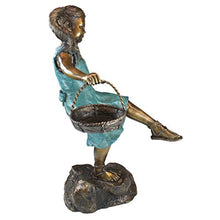 Design Toscano Brittany with a Basket Little Girl Cast Bronze Garden Statue Two Tone Bronze & Verdigris
