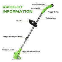 Electric Lawn Mower, 12V Battery Powered Portable Rotary Electric Lawn Mower, Lightweight Rechargeable Telescopic Garden Lawn Mower Household Weeding
