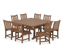 Polywood Traditional Garden 9-Piece Farmhouse Dining Set (Teak)