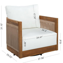 Christopher Knight Home Ayla 7-Seater Patio Furniture Set with Coffee Table, Set of 4 Outdoor Swivel Accent Chair and Sofa Set, 6 Piece Outdoor Acacia Wood Conversation Set with Cushion, Teak+Beige