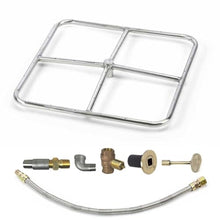 Spotix HPC Square Match Lit Fire Pit Burner Kit (FPSSQ36HCKIT-PAN-LP-MSCB) with 48x48-Inch Burner and 56x56-Inch Flat Pan, Propane, Polished Chrome, with Flange, Key, Valve, Flex Line and Fittings
