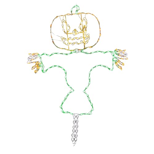Holidynamics 72in LED Happy Jack-O-Lantern Scarecrow Outdoor Halloween Decoration - Cheerful and Festive Accent for Your Outdoor Halloween Display