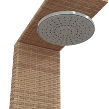 vidaXL Outdoor Shower, Swimming Pool Shower with Rotatable Spray, Patio Furniture for Garden Backyard, Beige Poly Rattan and Acacia Wood