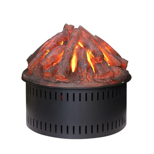 EQUALIZE Fireplace 3D Atomized Fireplace Decoration Retro Embedded Round Electronic Fireplace Simulated Charcoal Ornaments Simulated Flame 3D Fireplaces