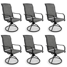 Decksplore Swivel Patio Chairs Set of 6, 360° Rocking Outdoor Dining Chairs with Breathable Textilene Mesh & Heavy-Duty Steel Frame, Modern Grey Patio Seating for Backyard, Garden, Deck