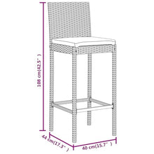 Fisinber 5 Piece Outdoor Bar Set Grey PE Rattan Rectangular Table 43.3" with 4 Stools & Footrest, Modern Design, Powder-Coated Steel Frame for Garden Patio Balcony Dining or Small Backyard Gathering