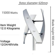 KWUHNJF Helix Maglev Vertical Turbine Hybrid Solar Wind Sys TEM with 3 Blades Controller and for Boats,Gazebos,Houses,Businesses,Industry(15000W,12V)