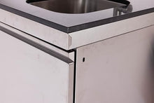 Stainless Steel Outdoor Kitchen Island Sink Cabinet with Double Doors, Tap, Granite Countertop, 304 Basin, Drainer, Wheels, Adjustable Legs for Patio Garden Barbecue Prep Storage Station (Silver)