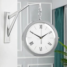 XYIANG Double Sided Wall Clock, Easy Read Vintage Metal Hanging Clock Silent Two Faces Retro Station Clock Home Décor Indoor Outdoor Garden Farmhouse Yard Station Office