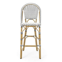 Christopher Knight Home Kinner Outdoor Barstool Black White Bamboo Print Finish