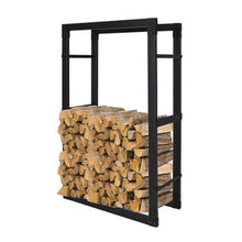 EliteBloom Heavy Duty House-Shaped Firewood Rack, Indoor & Outdoor Metal Log Storage Stand for Fireplace, Patio, Deck (100X25X150Cm)