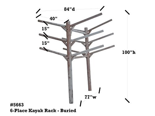 Log Kayak Rack 6 Place Kayak and SUP Board Rack Buried in Ground - Canyon Brown