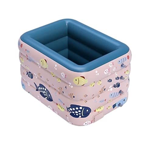 DSWMY Inflatable Pools, Inflatable Family Pool Pink Rectangular Swimming Pool Full Size Blow Up Poo Paddling Pool Summer Paddling Pool(180 * 140 * 75cm)