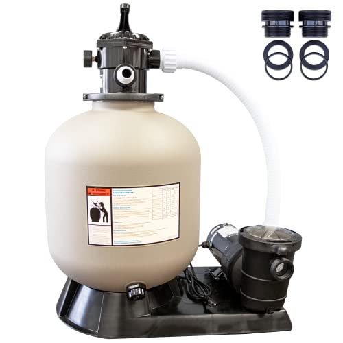 HYDROTOOLS BY SWIMLINE 71610HCK 16 Inch Sand Filter Combo With Connection Kit For Soft Sided Pools | Compatible With Intex Bestway Polygroup | 1.0 HP (0.54 THP) Pump 3720 GPH | 100 Pound Sand Capacity