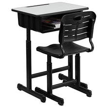 Classroom Essentials Adjustable Height Student Desk and Chair Set Grey
