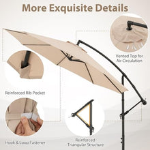 LIUZQWAED 3M Garden Cantilever Parasol, 8 Ribs Outdoor Offset Banana Hanging Umbrella with Crank Handle, Cross Base and Tilted Design, Sun Shade Canopy for Poolside, Deck & Patio