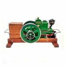 Horizontal Gasoline Internal Combustion Engine Model with Wooden Display Stand and Ignition System, Japanese Retro Industrial Mechanical Collectible -1100