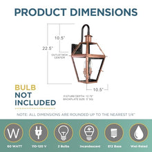 Quoizel Rue De Royal Charleston Outdoor Wall Lantern 22.5 Inch 2-Light Aged Copper