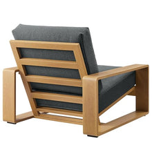 Modway Lirienne Aluminum Faux Wood Set of 2 Outdoor Armchairs in Charcoal Natural – All-Weather Backyard Patio Accent Chairs with Weather-Resistant Woven Fabric Cushions