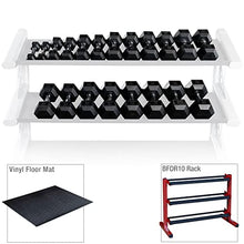 Body-Solid 5-50 lb. Rubber Dumbbell Set with Rack & Vinyl Mat Red