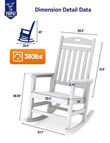 YEFU Outdoor Rocking Chair Set of 4 Heavy Duty White