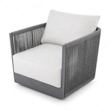 Outdoor Lounge Chair Elementi Capri Patio Lounge Chair, Aluminum and Rope Outdoor Armchair with Canvas Granite 5402 Cushions, Dark Gray Frame, 31.7 x 29.9 x 25.6 in