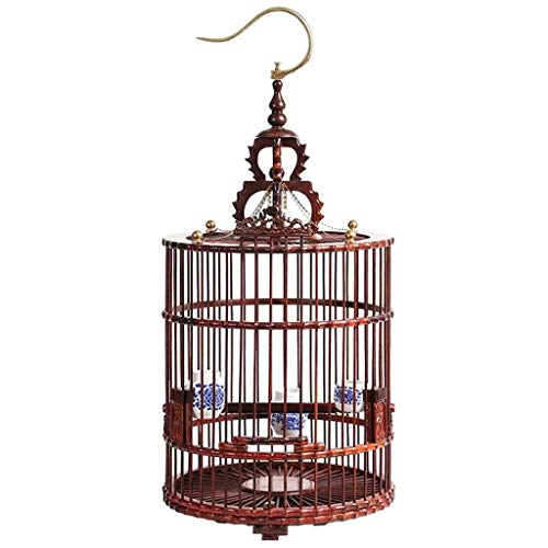 SDVantage Large Bird Cage Bird Cage Cage Circular Bird Cage House Lantern Wood Carving Decoration Wooden Nest Bird House Cockatoo Cageb,B