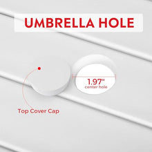 Costaelm Outdoor Patio Table, Outdoor Dining Table for 6, Weather Resistant Rectangle Patio Table with Umbrella Hole for Outside, Garden, Poolside, Porch, White