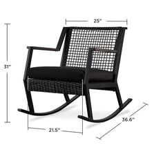 Home Square Aluminum Frame Patio Rocker Chair in Black Finish - Set of 4