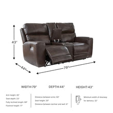 Signature Design by Ashley Leather Power Reclining Loveseat with Console