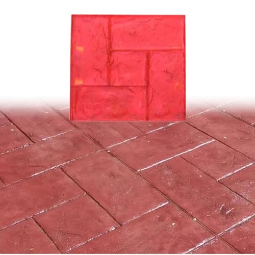 RENLXFI Brick Stamp Mat - Skin Slate Pattern Stone Decorative Texture Pad, Concrete Molds/Cement Imprint for Walkways Garden Patio, Polyurethane Stamping(4 Pack)