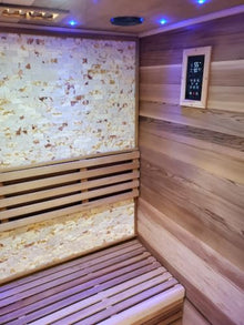 MCP-Distributions Canadian Red Cedar Wood Swedish Indoor Traditional Wet/Dry 1-2 Person Sauna SPA with 6KW 200F Heater and Rocks