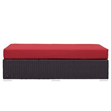 Modern Contemporary Urban Design Outdoor Patio Balcony Rectangle Ottoman, Red, Rattan
