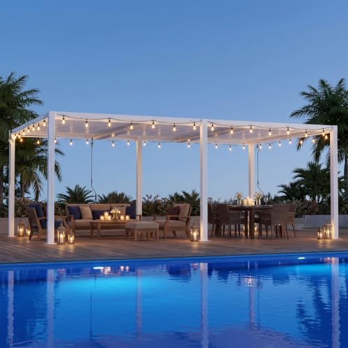 ADRERIC Louvered Pergola 12'x20' Outdoor Pergola with Roof, Heavy Duty Aluminum Frame, Hardtop Gazebo with Adjustable Louvers for Patio, Deck and Backyard, White