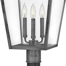 Hinkley Nouvelle Collection Three Light Outdoor Medium Post Top/Pier Mount Blackened Brass/Black