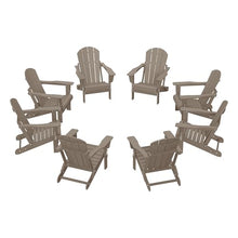 WestinTrends Malibu Malibu Outdoor Folding Poly Adirondack Chair (Set of 8), Weathered Wood