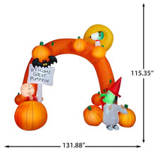 Peanuts Great Pumpkin Halloween Inflatable Archway with Charlie Brown, Snoopy and Lucy, 9.5-Ft Lighted Airblown Yard Decor